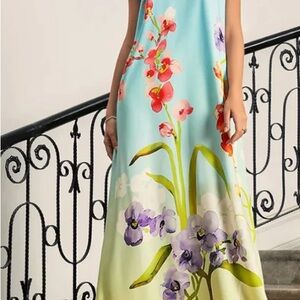 Floral Maxi Dress in Blue and Green
